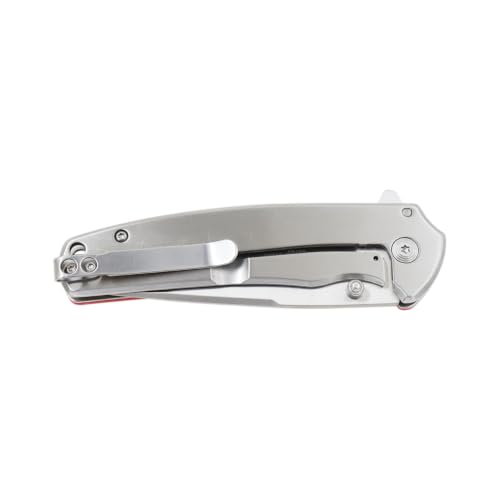 Snake Eye Tactical 7.75" Folding Pocket Knife – 420 Stainless Steel Fine Edge Blade, Metal Handle with Wavy USA Flag Graphic, Pocket Clip, 250th Anniversary Edition - color: American Flag