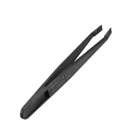 Black Plastic Slant Flat Tip Anti-static Tweezers 4.7 Inch Length 6pcs