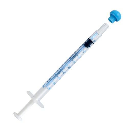ONE-CARE 1ml Oral Syringe with Cap - Sterile, Individually Wrapped - 100 Dispensers, Slip Tip, Uses include oral administration of medicine for infants, adults and animals - size: 1ml