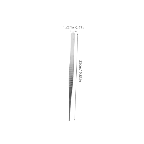 ARTIBETTER Stainless Steel Tweezers 2 Pcs Straight and Curved Nippers 25cm Long Angled Feeding Tongs for Reptile