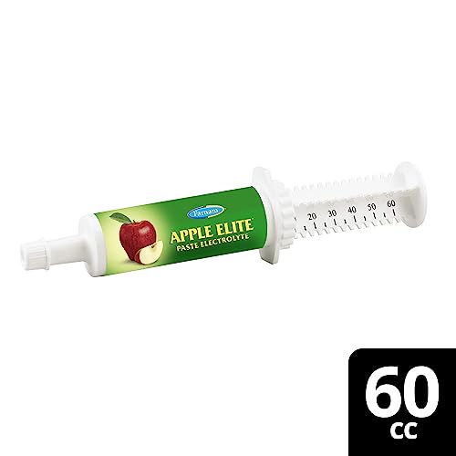 Farnam Apple Elite Electrolyte Paste Supplement for Horses, 60 cc Syringe, Replaces Vital Minerals, Hydration Electrolytes for Horses, No Added Sugar, Digestion Support, Muscle Function & Recovery