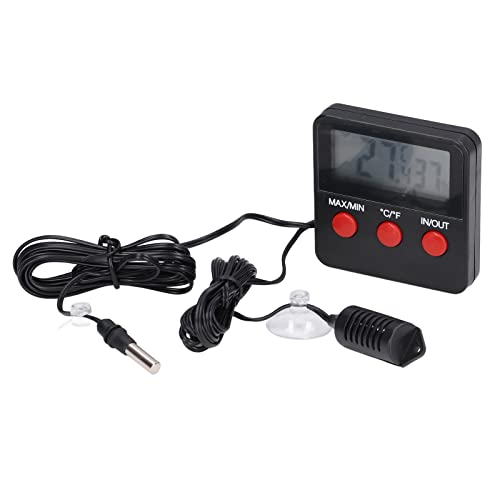 DTH 74 Humidity Temperature, Digital Thermometer Hygrometer, Accurate Indoor Outdoor Temp Sensor with External Probe, Clear Display for Room Greenhouse Reptile Terrarium