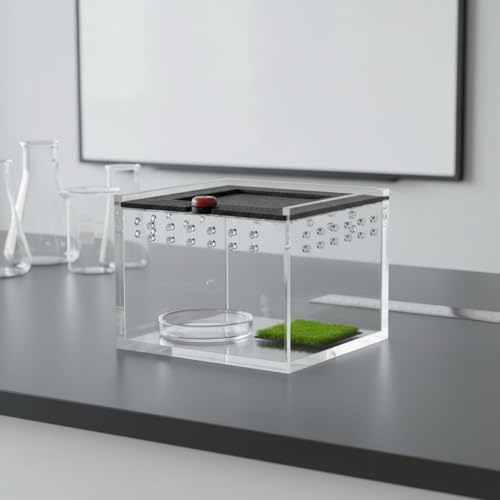 Acrylic Habitat Reptile Terrarium Animal Enclosure Feeding Box Stackable Design with Sliding Lid Suitable for Beginners Desktop Observation, Transparent - style: Transparent