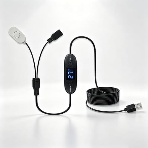 5V USB Digital Temperature Controller Socket, 0-60°C Adjustable Thermostat with Magnetic Probe,2A10W Output for USB Fan,Reptile Tank,Greenhouse,Aquarium &AV Cabinet Temperature Control and Ventilation