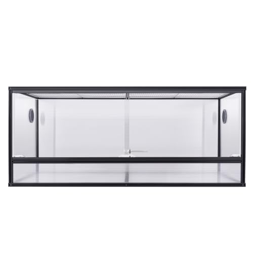 83 Gallon Bearded Dragon Tank 48x20x20in, Insulated Reptile Enclosure with Hollow Sunlight Panels, Aluminum Frame, Locking Sliding Glass Doors & Mesh Screen Top