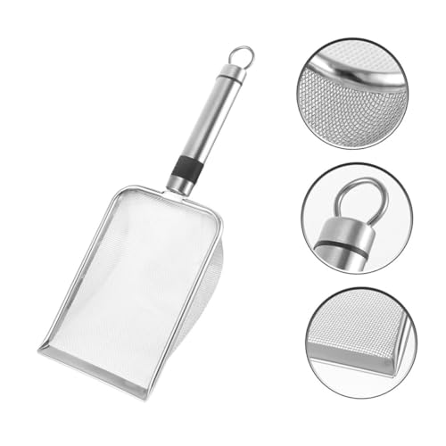 Luxshiny Reptile Litter Scoop Stainless Steel Metal Shovel 1.5x1.5mm Mesh Sifter for Indoor Terrarium Substrate Pet Waste Removal