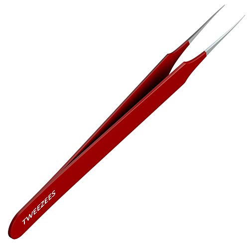 Ingrown Hair Tweezers | Pointed Tip | Red | 2 Pack | Precision Stainless Steel | Extra Sharp and Perfectly Aligned for Ingrown Hair Treatment & Splinter Removal For Men and Women | By Tweezees - size: 2 Pack