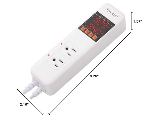 2 in 1 Digital Temperature Controller Dual Outlet Heat Mat Thermostat Reptile Greenhouse Heater Home Brewing Freezer Cooling Heating Pad Control 16A 1920W