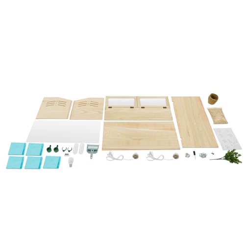 Quail Brooder Box, Soild Wood Brooder Box, Intelligent Breeding Boxes with Automatic Water Feeder Thermometer & Hygrometer Complete Set for Chicks Quail Birds Small Reptile Animals