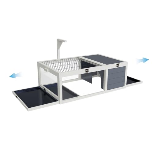 Wooden Tortoise House Large Tortoise Habitat Cage, Reptile Enclosure Indoor & Outdoor with Ramp and 2 Waterproof Trays & Lockable Top, for Small Animals, for Turtles, Lizards, Snakes,