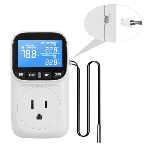 Diymore Digital Thermostat Controller, 1800W 120V/15A, -104°F to 210°F, Heating & Cooling Mode for Incubator, Greenhouse, Reptile Tank, Pool - style: Country Rustic