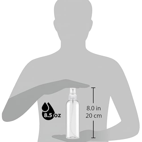 Bar5F Clear Plastic Spray Bottles – 8.5 oz / 250 ml (3-Pack) Refillable Water Spray Bottle Set | Fine Mist Spritzer for Hair, Plants & Beauty Use – Empty Reusable BPA-Free Plastic Bottles Made in USA