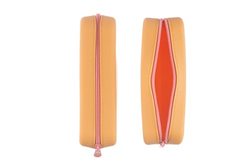 DIVERSEBEE Soft Silicone Pencil Case, Aesthetic Pencil Pouch with Zipper, Cute Pen Bag for School, Bible Journaling Supplies and Accessories, Pencil Organizer (Mango) - color: Mango