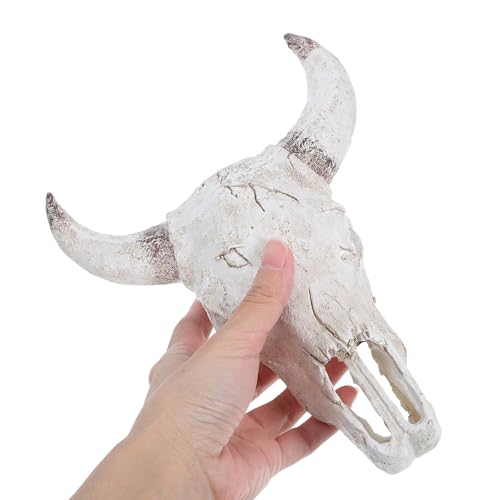 Reptile Tank Decor Resin Cattle Skull Hideout Ornament 20.5x17x9cm Micro Landscape Aquarium Scene Decoration for Turtle, Spider, Scorpion Terrarium