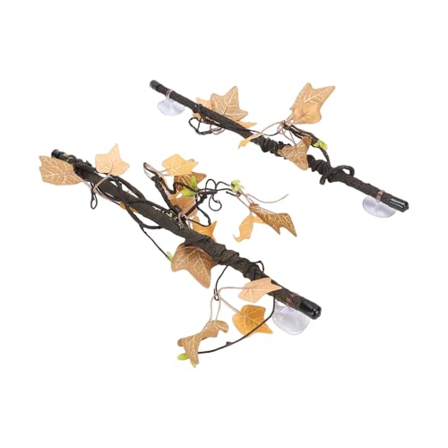 Reptile Climbing Branches 2pcs with Suction Cups, Realistic Plastic Bendable Jungle Vines Terrarium Decor for Bearded Dragon Lizard Snake Tank Accessories