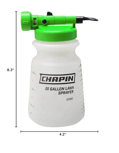 Chapin G390 Hose End Sprayer for Water Soluble Materials, 20 Gallon, 32 Ounce Tank, Finger Control and Backflow Prevention, for Spraying Lawns, Weeds, Insects, Fertilizers, Translucent White - size: 20-Gallon