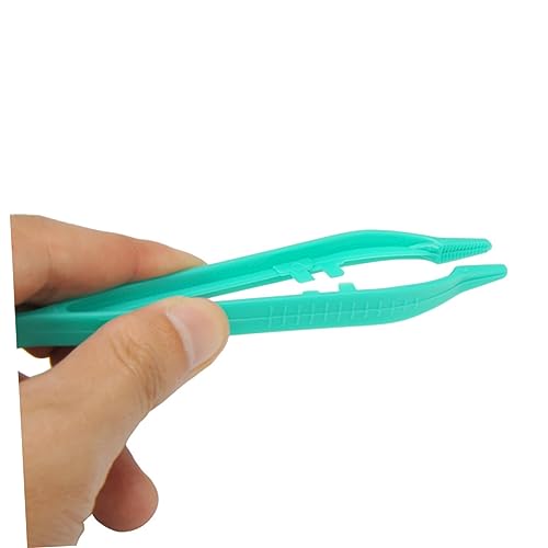 HANABASS 20pcs Plastic Reptile Feeding Tweezers Clamp Set Non-Terrarium Feeding Tongs for Lizards Snakes and Bearded Dragons Essential Reptile Care Tools in Green