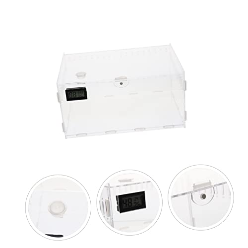 Transparent Acrylic Reptile Breeding Box with Ventilation System for Snakes Tarantulas and Reptiles Habitat with Temperature Humidity Gauge