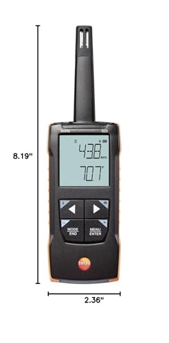 Testo 625 Hygrometer – Digital Humidity Meter for Air Temperature and Humidity – Wet Bulb Thermometer with Calculation of Dew Point - Hygrometer Indoor Humidity with App Compatibility