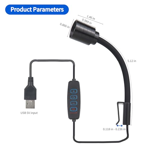 Mini Clip On Aquarium Light Small Dimmable Fish Tank Light USB Spotlight with 3 Light Modes 10-Level Brightness for 1 to 3 Gallon Tanks (Adapter NOT Included) - size: Clip Light With Dimmer