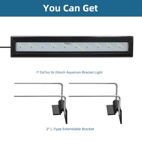DaToo LED Aquarium Light Full Spectrum Fish Tank Light with Dimmer White Blue Red Green LEDs Fish Tank Light with Three Lighting Modes and Extendable Bracket for 16 Inch to 20 Inch Aquarium - size: 16~20 Inch