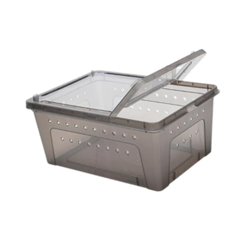 Reptile Feeding Box Climbing Pet Breeding Box Portable with Small Vents Turtle Transport Container Hatching Case for Scorpion, Black