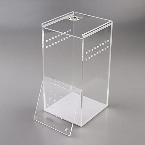 NANEEZOO Magnetic Acrylic Case, 2.9x2.9x6 Inch Nano Arboreal Tarantula Enclosure Reptile Habitat Terrarium Breeding Box for Spider Scorpion Sling Isopods Lizards Invertebrates Insect Mantis