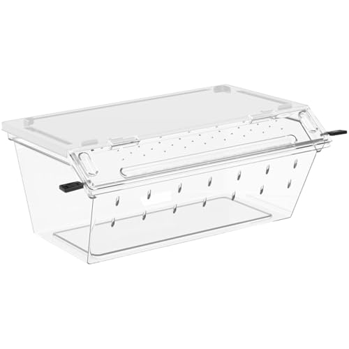 3. Breathable Acrylic with Easy Feeding Access, Transparent Enclosure for Snakes & Crickets Observation Reptiles Terrariums