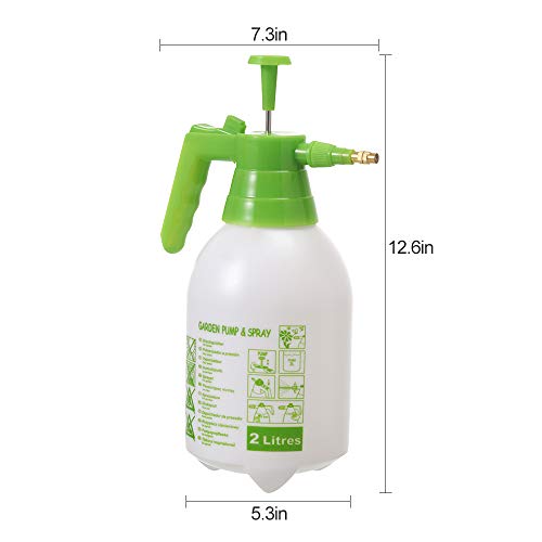 Itisll 0.5 Gallon Garden Pump Sprayer, Handheld Plant Mister with Adjustable Brass Nozzle for Plants, Lawn, Patio and Indoor Outdoor Use, White Green