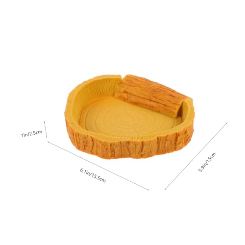 GANAZONO Tortoise Water Basin for Reptiles Decorative Crawl Pets Bathing Basin Bark Pattern for Lizards Spiders and Geckos Safe Resin Material for Comfortable Mealtime