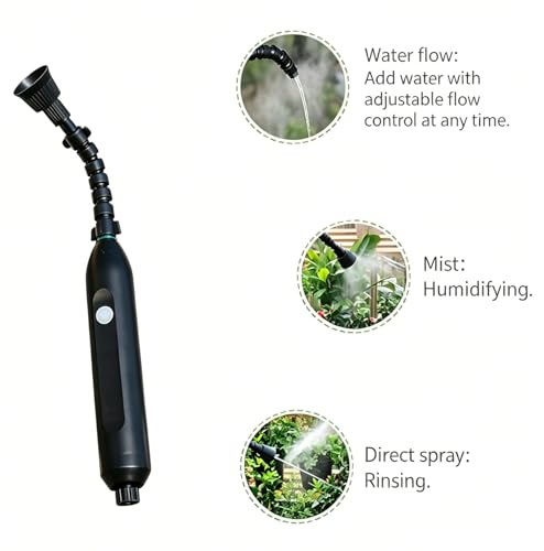 Electric Spray Bottle for Reptiles, Pet Spray Mister with 360° Universal Joint Nozzle & 3 Spray Modes for Terrarium Humidifying, Watering & Rinsing, Ideal for Gecko Lizard Turtle Snake Frog (2in hose) - size: 2in hose