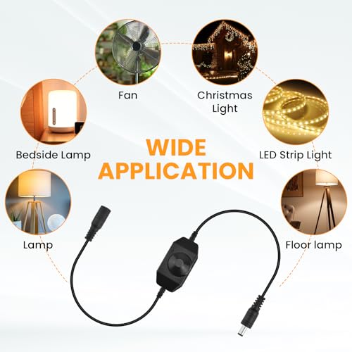 4 Pcs DC12V-24V LED Strip Lights Dimmer Switch, PWM Rotary Dimmer Controller, LED Tape Dimmer Controller for Strip Lights,LED Rope Light 3528 5050 5630 2835 (Black)