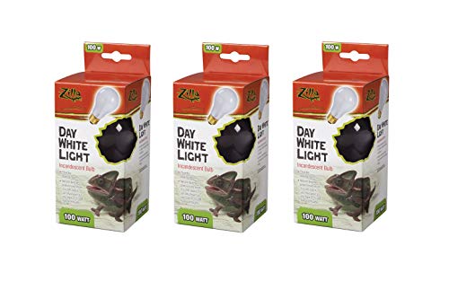Zilla (3 Pack) Reptile Terrarium Heat Lamps Incandescent Bulb, Day White, 100W