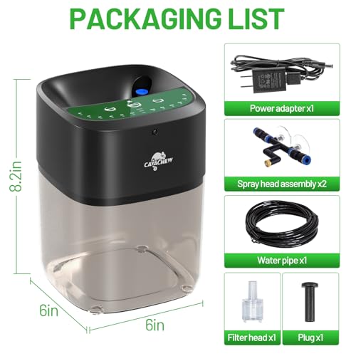 2.2L Reptile Mister with 2pcs Nozzles, Solo Reptile Mister System with Timer, Automatic Mister Fogger for Reptile Tank, Adjustable Terrarium Misting Humidifier for Reptiles/Amphibians