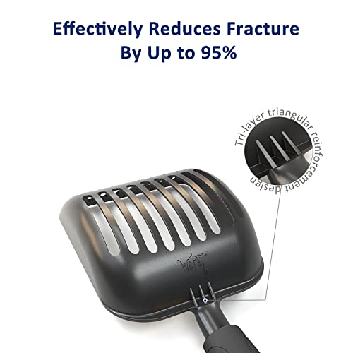 WePet Cat Litter Scoop, Non-Stick Plated Aluminum Alloy Sifter, Kitty Durable Metal Scooper, Deep Shovel, Long Handle, Kitten Pooper Lifter, Size Medium, Coated Black Body with Black Handle - color: #06 Black, size: Medium