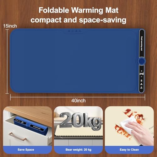 XXL Electric Silicone Food Warmers for Parties Buffet 40”X15” Extra Extra Large Food Warming Mat Keep Food Warm Last 18H Even Heating 104F to 248F with Child Lock Easy Clean - size: Blue-XXL 15*40in