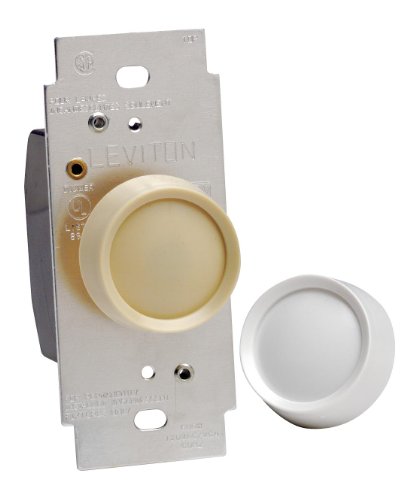 Leviton 6602-IW Trimatron 600W Electro Mechanical Incandescent Non-Preset Rotary Dimmer, Single Pole, White/Ivory