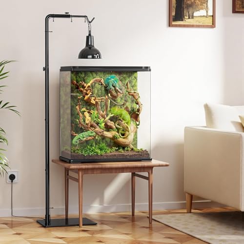 Reptile Heat Lamp Stand Adjustable 21"-62" – Metal Light Holder with Heavy Base for Bearded Dragon, Turtle, Snake, Lizard – Aquarium and Terrarium Heating Lamp Fixture - size: 62" Height