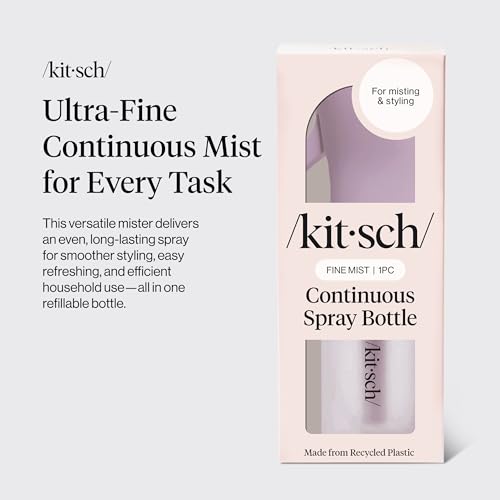 Kitsch Continuous Spray Bottle for Hair – Fine Mist Water Mister & Water Spray Bottle – Recycled Hair Spray Bottle – Spray Bottles for Cleaning, Styling, Plants & More – Sheer Violet, 150ml - color: Sheer Violet