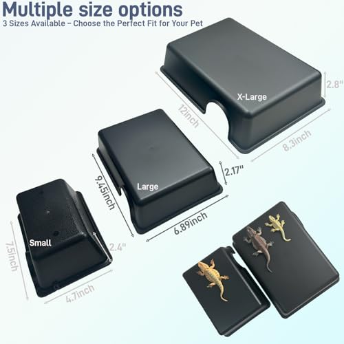 2 Pcs Durable Reptile Hide Box, Ball Python Hide, Leopard Gecko Hide, Bearded Dragon Hide, Easy to Clean Reptile Hides Cave for Tank, Snake Hide Enclosure (9.45" x 6.89" x 2.17" Large) - size: Large (2-Pack)