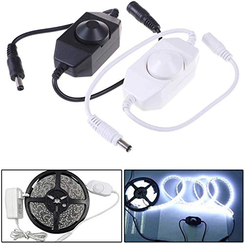 1pc DC 12V 24V LED Strip Dimmer Switch with DC Female Male Adapter Single Color Mini LED Lamp Lighting Accessories Brightness Adjustable Controller Manual Knob Dimmer Switch Black - color: Black
