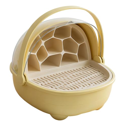 Silkworm Breeding Box Transparent Small Animal Feeding Container Removable Habitat Cage Portable Reptile Carrier with PP Material for Turtle Frog Snak, Yellow - color: Yellow
