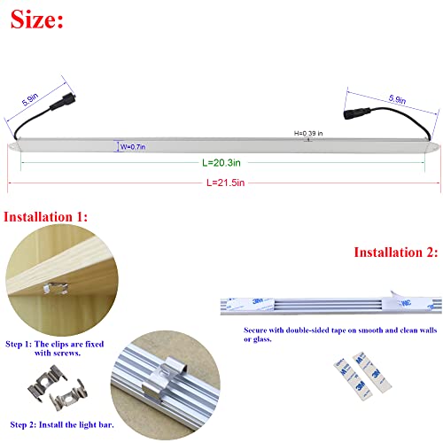 LEDENET 440nm Blue Waterproof LED Grow Light Strips, 12V DC Aquarium LED Strip Aluminum Lighting, 2 pc 20" Blue Boat Rigid LED Lights Strips, Marine LED Lights Bar - size: 2 x 20'' 440nm