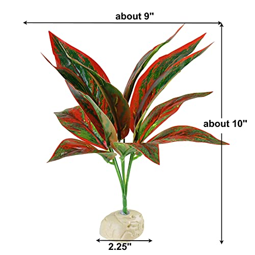 AQUANEAT Terrarium Plant, Fake Reptile Plant for Amphibian Habitat, 10 inch Tall Red - size: 1pc