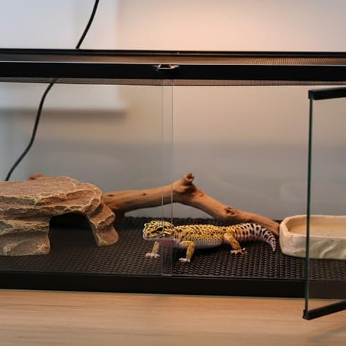 MiOYOOW Reptile Terrarium Mat, EVA Vivarium Liner with Anti-Slip Texture Washable Small Animals Carpet for Lizard, Gecko - color: Black, size: 44.5cm*200cm