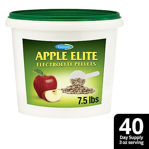 Farnam Apple Elite Electrolyte Supplement for Horses, Replaces Vital Minerals, for Hydration, No Added Sugar, Horse Supplements with Sodium, Potassium, Calcium & Magnesium, 7.5 lb, 40 Day Supply - size: 7.5 pounds