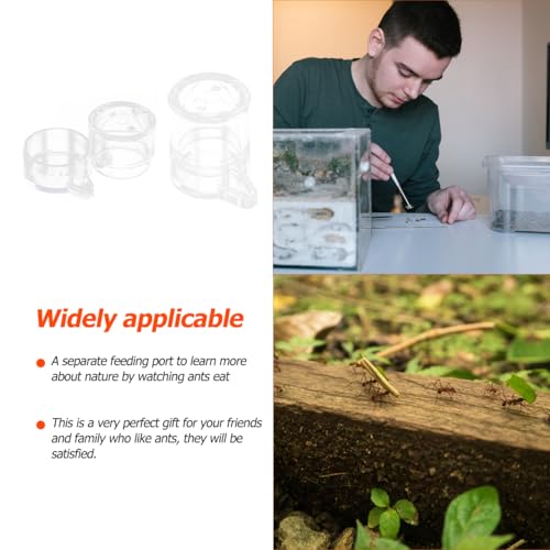 Ant Water Feeder Bowl with Separate Feeding Port Transparent Acrylic Mini Water Dish for Ants Nest Hydration and Nature Observation 1.53X1.29X1.18 Inch 2 Pack