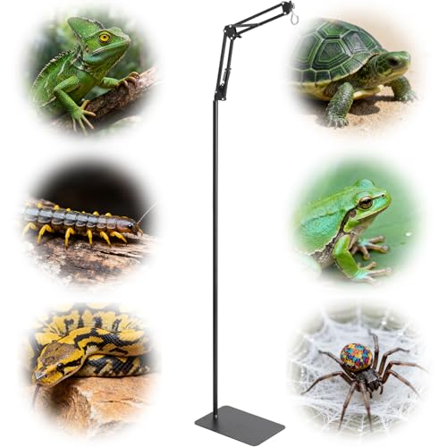 Ihomepark Reptile Lamp Stand, 15-46”Adjustable Heat Lamp Stand with 360°Rotating Arm & Heavy Duty Base, Floor Standing Reptile Light Holder for Bearded Dragon Turtles Snake and Chicks