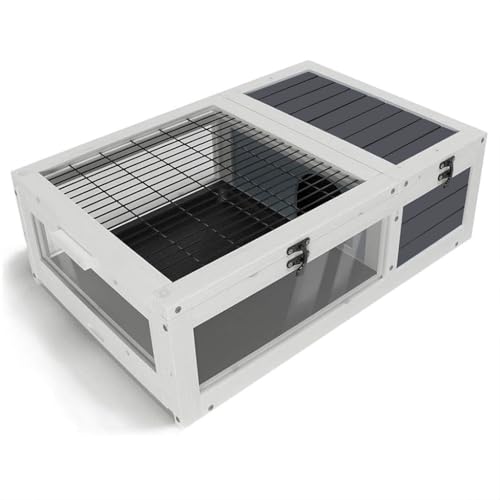 39.5" Tortoise Habitat,Large Wooden Indoor Tortoise House with 2 Removable Waterproof Tray, Indoor & Outdoor Reptile Enclosure Habitat Reptile Cage for Small Animals