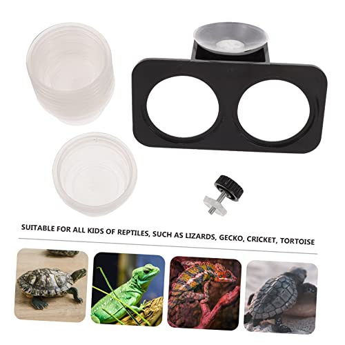 Reptile Feeder with Suction Cup Double Cup Food and Water Bowl for Lizards Geckos Bearded Dragons Easy to Clean and Install Feeding Tool for Crawling Pets